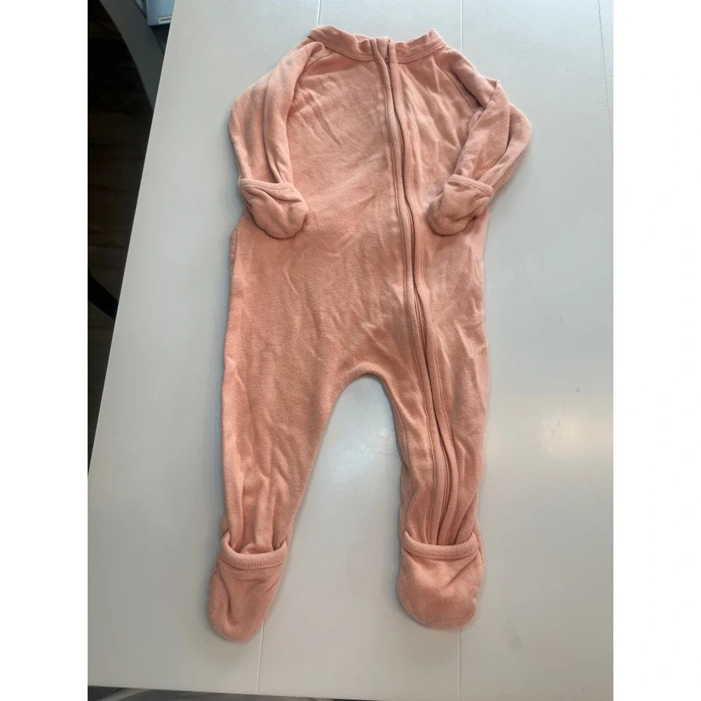 Goumi Baby Footie Romper Kids 0-3M Peach Good Bamboo Viscose Zip Pajamas